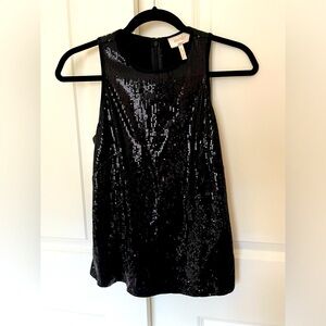 Laundry Black Sequined Sleeveless Top